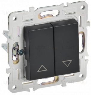 Выключатель 2-клавишный самовозвратный управления жалюзи IEK Skandy, черный SK-V15-0-10-K02 SK-V15-0-10-K02