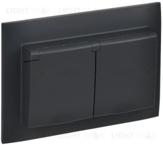 Розетка двойная с заземлением со шторками и крышкой в сборе с рамкой IP44 IEK Skandy графит SK-R26-16-44-K53-F SK-R26-16-44-K53-F