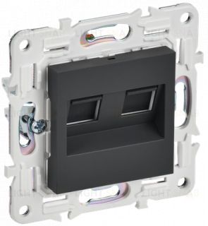 Розетка интернет двойная RJ45 кат.6 IEK Skandy графит SK-K20-2-K53 SK-K20-2-K53