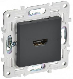 HDMI розетка одинарная тип А IEK Skandy, графит SK-H10-K53 SK-H10-K53