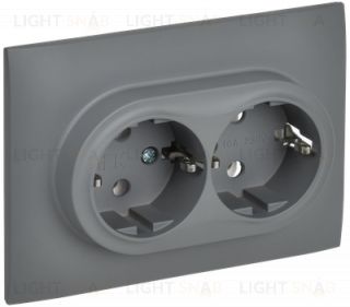Розетка двойная с заземлением в сборе с рамкой 16А IEK Skandy серый SK-R21-16-K03-F SK-R21-16-K03-F