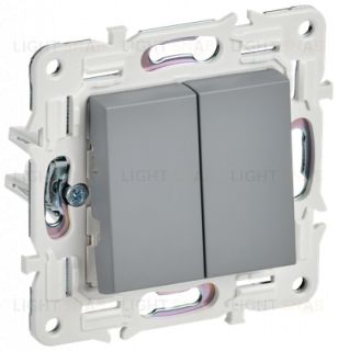 Выключатель 2-клавишный проходной 10А IEK Skandy серый SK-V22-0-10-K03 SK-V22-0-10-K03