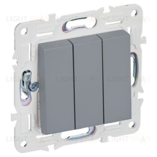 Выключатель трехклавишный 10А IEK Skandy серый SK-V30-0-10-K03 SK-V30-0-10-K03