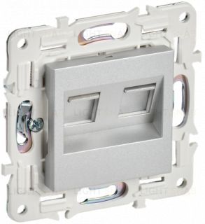Розетка интернет двойная RJ45 кат.6 IEK Skandy серебряный SK-K20-2-K23 SK-K20-2-K23