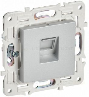 Розетка интернет одинарная RJ45 кат.6 IEK Skandy серебряный SK-K10-2-K23 SK-K10-2-K23