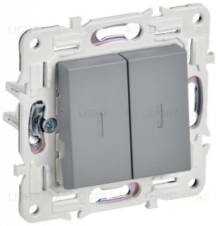 Выключатель 2-клавишный проходной с индикацией 10А 10А IEK Skandy серый SK-V22-1-10-K03 SK-V22-1-10-K03