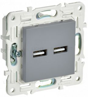 Розетка USB двойная A+A 5В 3,1А IEK Skandy серый SK-U21-D31-K03 SK-U21-D31-K03
