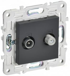 Розетка двойная TV+SAT IEK Skandy титан SK-AF20-O-K48 SK-AF20-O-K48