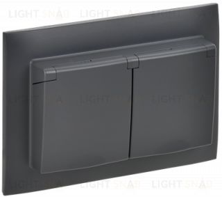 Розетка 2-местная и крышкой 16А в сборе IP44 IEK Skandy титан SK-R26-16-44-K48-F SK-R26-16-44-K48-F