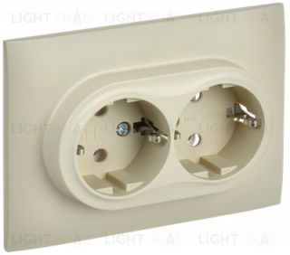 Розетка 2-местная с заземлением без защитных шторок 16А в сборе IEK Skandy бежевый SK-R21-16-K10-F SK-R21-16-K10-F