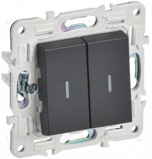 Выключатель 2-клавишный с индикацией 10А IEK Skandy титан SK-V20-1-10-K48 SK-V20-1-10-K48