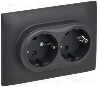 Розетка 2-местная с заземлением с защитными шторками 16А в сборе IEK Skandy титан SK-R24-16-K48-F SK-R24-16-K48-F