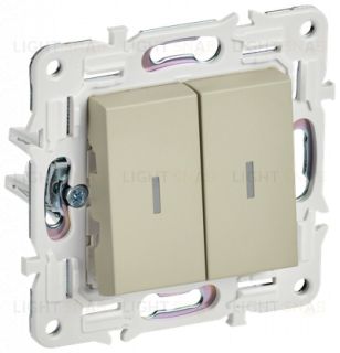 Выключатель 2-клавишный проходной с индикацией 10А IEK Skandy бежевый SK-V22-1-10-K10 SK-V22-1-10-K10