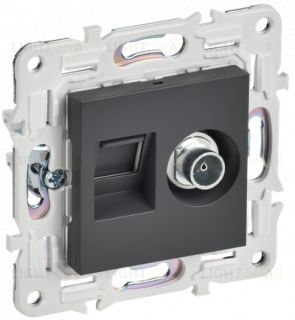 Розетка двойная TV+RJ45 кат.6E IEK Skandy титан SK-AK20-2-K48 SK-AK20-2-K48