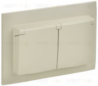 Розетка 2-местная и крышкой 16А в сборе IP44 IEK Skandy бежевый SK-R26-16-44-K10-F SK-R26-16-44-K10-F