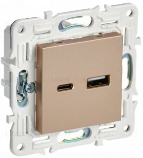 Розетка двойная USB A+C 18Вт IEK Skandy песочный SK-U22-018-K98 SK-U22-018-K98