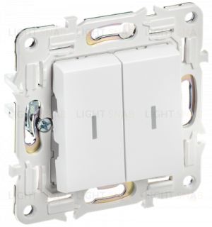 Выключатель 2-клавишный проходной с индикацией 10А IEK Skandy арктический белый SK-V22-1-10-K01 SK-V22-1-10-K01