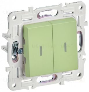Выключатель 2-клавишный с индикацией 10А IEK Skandy мятный SK-V20-1-10-K06 SK-V20-1-10-K06