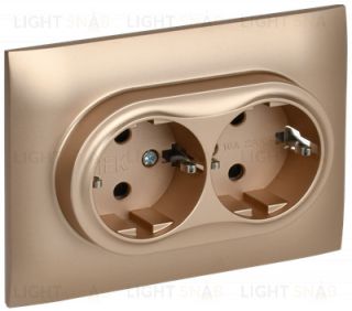 Розетка 2-местная с заземлением с защитными шторками 16А в сборе IEK Skandy песочный SK-R24-16-K98-F SK-R24-16-K98-F