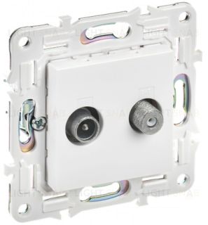 Розетка двойная TV+SAT IEK Skandy арктический белый SK-AF20-O-K01 SK-AF20-O-K01