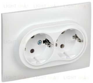 Розетка 2-местная с заземлением без защитных шторок 16А в сборе IEK Skandy арктический белый SK-R21-16-K01-F SK-R21-16-K01-F