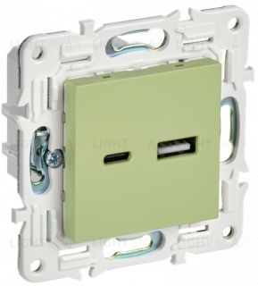 Розетка двойная USB A+C 3,1А IEK Skandy мятный SK-U22-D31-K06 SK-U22-D31-K06
