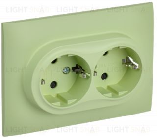 Розетка 2-местная с заземлением с защитными шторками 16А в сборе IEK Skandy мятный SK-R24-16-K06-F SK-R24-16-K06-F