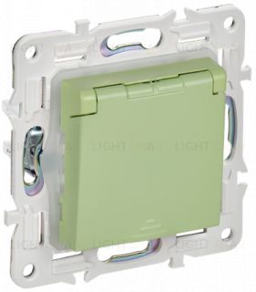 Розетка 1-местная с заземлением с защитными шторками и крышкой 16А IP44 IEK Skandy мятный SK-R16-16-44-K06 SK-R16-16-44-K06