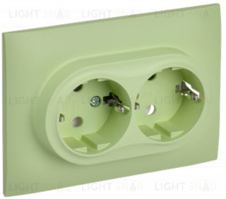 Розетка 2-местная с заземлением без защитных шторок 16А в сборе IEK Skandy мятный SK-R21-16-K06-F SK-R21-16-K06-F