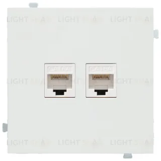 Розетка компьютерная двойная Rikett 6 кат, RJ 45, UTP, белый матовый 32971+147401 BK+147401 BK+35442 MW 32971 + 147401 BK + 35442 MW