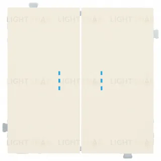 Двухклавишный кнопочный выключатель с подсветкой Rikett 10A/250В кремовый матовый 32156+32019+32019+35612 MC 32156 + 32019 + 35612 MC