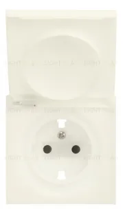 Розетка с заземлением с защитными шторками и крышкой Rikett 16A/250В, винтовой зажим, кремовый матовый 32131+35634 MС 32131 + 35634 MС