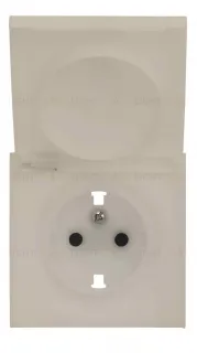 Розетка с заземлением с защитными шторками и крышкой Rikett 16A/250В, безвинтовой зажим, латте 32130+35634 LT 32130 + 35634 LT