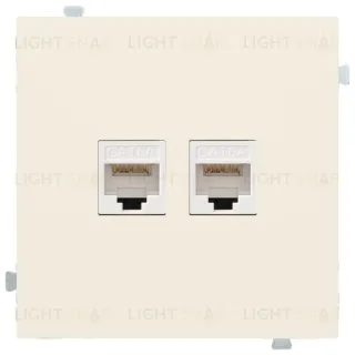 Розетка компьютерная двойная Rikett 6 кат, RJ 45, UTP, кремовый матовый 32971+147401 BK+147401 BK+35442 MC 32971 + 147401 BK + 35442 MC