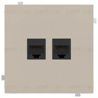 Розетка компьютерная двойная Rikett 6 кат, RJ 45, UTP, латте 32971+147401 BK+147401 BK+35442 LT 32971 + 147401 BK + 35442 LT