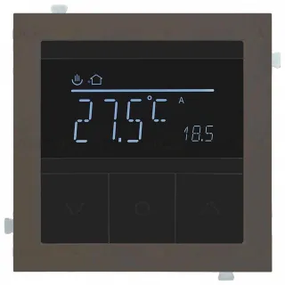 Термостат с датчиком для теплых полов с адаптером капучино Rikett 16A/230В, черный 32232 BK+32881 CP 32232 BK + 32881 CP