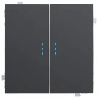 Выключатель двухклавишный перекрестный с подсветкой (из 3-х мест) Rikett 10A/250В черный матовый 32204+32019+32019+35615 MB 32204 + 32019 + 35615 MB