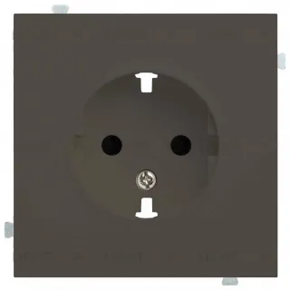 Розетка с заземлением с защитными шторками Rikett 16A/250В, безвинтовой зажим, каппучино 32130+35632 CP 32130 + 35632 CP