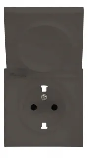 Розетка с заземлением с защитными шторками и крышкой Rikett 16A/250В, винтовой зажим, каппучино 32131+35634 CP 32131 + 35634 CP