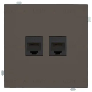 Розетка компьютерная двойная Rikett 6 кат, RJ 45, UTP, каппучино 32971+147401 BK+147401 BK+35442 CP 32971 + 147401 BK + 35442 CP