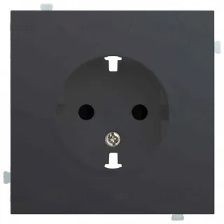 Розетка с заземлением с защитными шторками Rikett 16A/250В, безвинтовой зажим, черный матовый 32130+35632 MB 32130 + 35632 MB