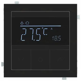 Термостат с датчиком для теплых полов с черным матовым адаптером Rikett 16A/230В, черный 32232 BK+32881 MB 32232 BK + 32881 MB