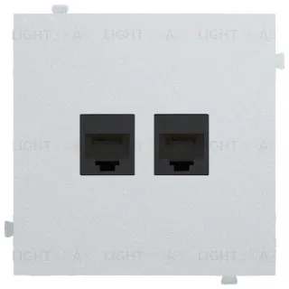 Розетка компьютерная двойная Rikett 6 кат, RJ 45, UTP, серебро 32971+147401 BK+147401 BK+35442 SV 32971 + 147401 BK + 35442 SV