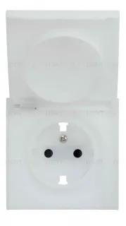 Розетка с заземлением с защитными шторками и крышкой Rikett 16A/250В, винтовой зажим, серебро 32131+35634 SV 32131 + 35634 SV