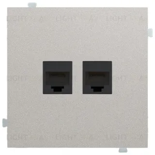 Розетка компьютерная двойная Rikett 6 кат, RJ 45, UTP, платина 32971+147401 BK+147401 BK+35442 PL 32971 + 147401 BK + 35442 PL