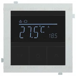 Термостат с датчиком для теплых полов с серебряным адаптером Rikett 16A/230В, белый 32232 WT+32881 SV 32232 WT + 32881 SV