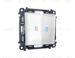 Выключатель двухклавишный проходной с подсветкой (голубой свет) Ambrella Volt Alfa 10A/250В белый глянец VM120+G29B+G29B+AP1040 VM120 + G29B + AP1040