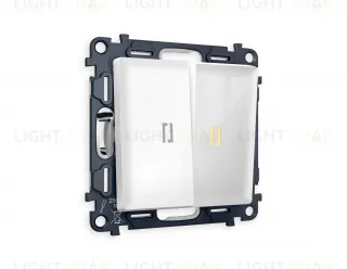 Выключатель двухклавишный проходной с подсветкой (мягкий теплый свет) Ambrella Volt Alfa 10A/250В белый глянец VM120+G22Y+G22Y+AP1040 VM120 + G22Y + AP1040