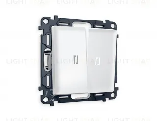 Выключатель двухклавишный с подсветкой (нейтральный белый свет) Ambrella Volt Alfa 10A/250В белый матовый VM115+G14W+G14W+AP1240 VM115 + G14W + AP1240