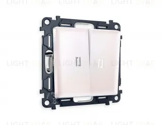 Выключатель двухклавишный с подсветкой (нейтральный белый свет) Ambrella Volt Alfa 10A/250В жемчуг VM115+G14W+G14W+AP2040 VM115 + G14W + AP2040